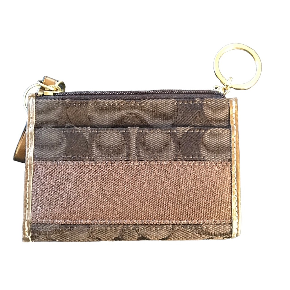 Coach signature mini skinny coin purse with key ring, Brand New without tags